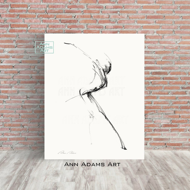 Set of 3, Figure drawing abstract dance sketch black and white dancer art minimalist art prints from original art by Ann Adams 22-38R-10L image 6