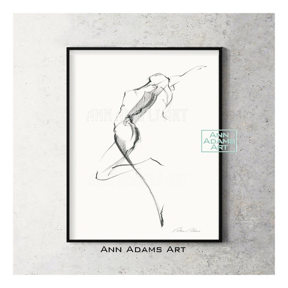 Charcoal Drawing Abstract Art Black and White Minimalist - Etsy