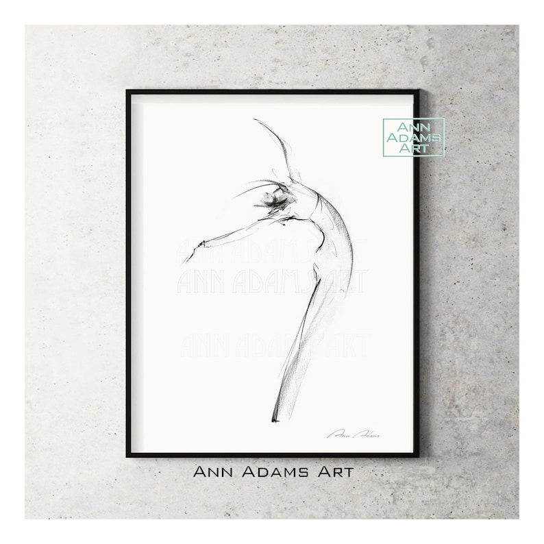 Set of 3, Figure drawing abstract dance sketch black and white dancer art minimalist art prints from original art by Ann Adams 22-38R-10L image 2