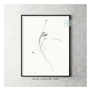 Set of 3, Figure drawing abstract dance sketch black and white dancer art minimalist art prints from original art by Ann Adams 22-38R-10L image 4