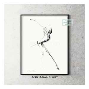 Set of 3, Figure drawing abstract dance sketch black and white dancer art minimalist art prints from original art by Ann Adams 22-38R-10L image 3