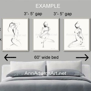 Set of 3, Abstract art nude charcoal drawing minimalist sketch wall art female figure art prints from original art by Ann Adams, 28L-26R-29R image 8