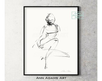 ️️️️️Original Art Nude Figure Drawing by Ann Adams by AnnAdamsArt
