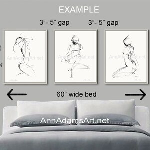 Set of 3, Figure drawing abstract dance sketch black and white dancer art minimalist art prints from original art by Ann Adams 22-38R-10L image 8