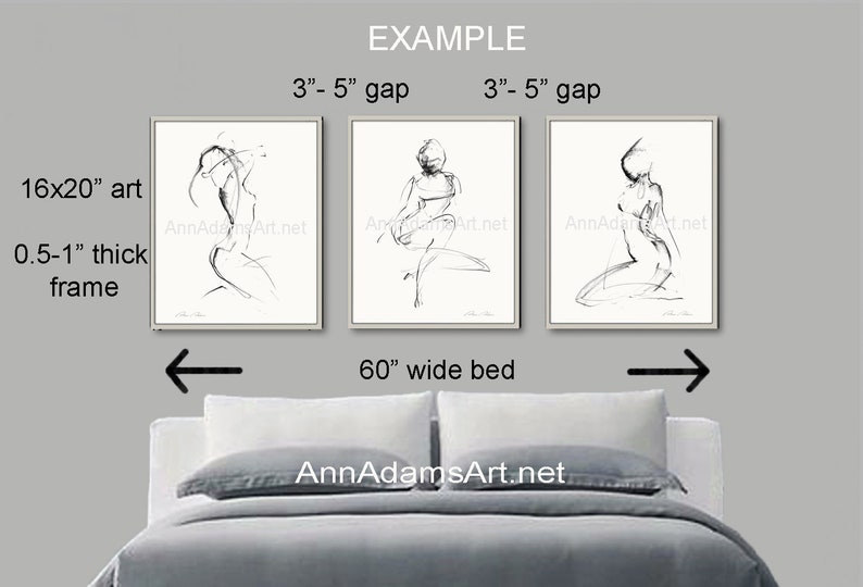 Set of 3, Figure drawing abstract dance sketch black and white dancer art minimalist art prints from original art by Ann Adams 22-38R-10L image 8