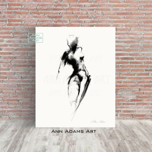 Set of 3, Abstract art nude charcoal drawing minimalist sketch wall art female figure art prints from original art by Ann Adams, 28L-26R-29R image 6