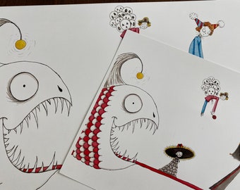 Circus Fish Prints - Dark Creepy Cute Gothic Art