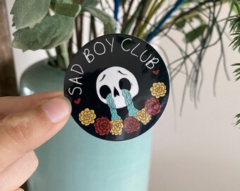 Sad Boy Club - Sticker - Weatherproof Vinyl - Dark Gothic Whimsical Humor Art