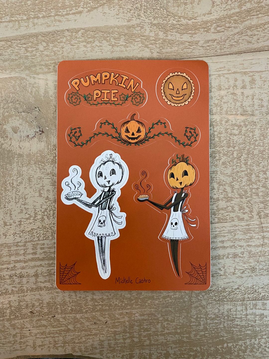 Pumpkin Pie Sticker Sheet Halloween Spooky Illustration - Etsy
