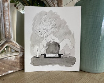 Day 23: Ghost - Original Pen and Ink Illustration - Halloween Dark Creepy Cute Gothic Art