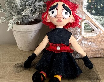 Ruby Doll 2 - Art Doll - Handmade - Sculpture Goth Cartoon