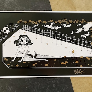 Hopeless Romantic - Art Print - 6x10 inch - Goth PinUp