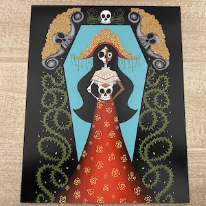 Muerte - impression d&#39;art 8 x 10 - Dia de los Muertos - jour des morts - Catrina