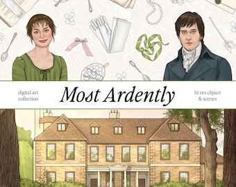 MÁS ARDIENTE - Drama histórico romántico dibujado a mano Digital Clip Art Artwork Planner pegatinas Regency Era Clipart película novela libro película