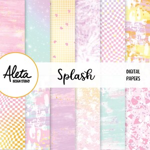 SPLASH - Pool Day Summer Break Swim Vacation Tropical Spring Drawn Digital Artwork Abstract Papers Patterns Clipart Planner Stickers