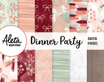 CENA - Papeles digitales dibujados a mano Patrones Planificador Pegatinas Arte Acción de Gracias vacaciones otoño pintura abstracta arte