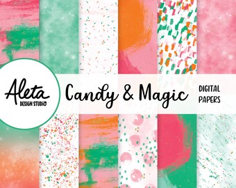 CANDY & MAGIC - Magical Wizarding World Dibujado a mano Digital Papers Patterns Planner Pegatinas Obras de arte pintura abstracta Halloween HP Witch