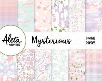 MISTERIOSO - True Crime Fan Murder Doc Movie Night Acogedor dibujado a mano Digital Clip Art Artwork Planner Pegatinas Moda rosa pastel azul tema