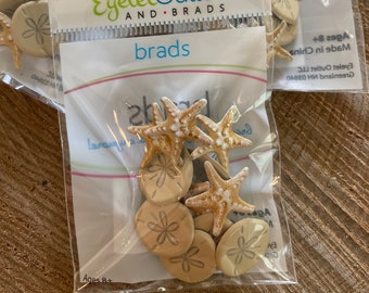 Seashore - Starfish and Sand Dollar Brads by Eyelet Outlet