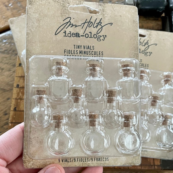 Tim Holtz Idea-Ology Tiny Corked Glass Vials 9/Pkg TH93201