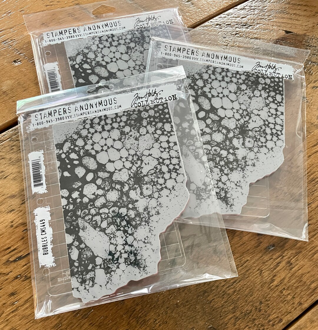 Bubbles With Grid Block Cling Stamp Set Tim Holtz Stampers Anonymous Etsy