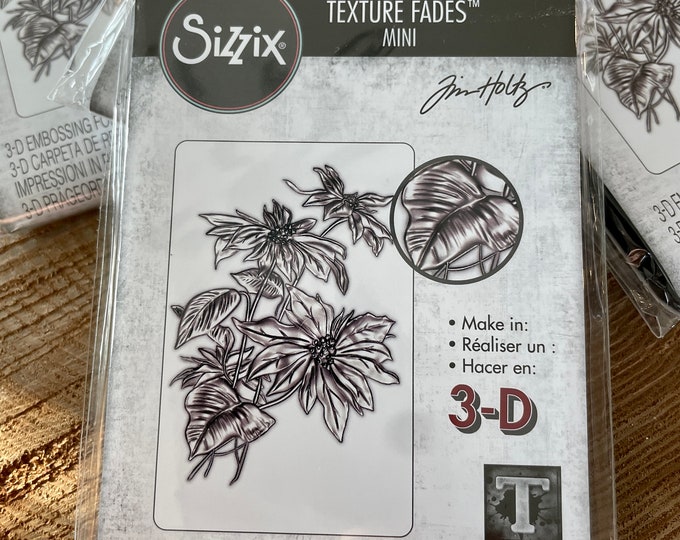 Mini Poinsettia 3D Texture Fades Mini Embossing Folder Tim Holtz Sizzix ...