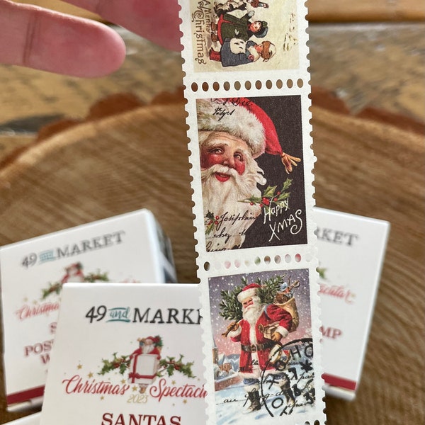 Santa’s Postage Stamp Washi Roll by 49 And Market Christmas Spectacular Collection Holiday 2023 Washi Tape Roll