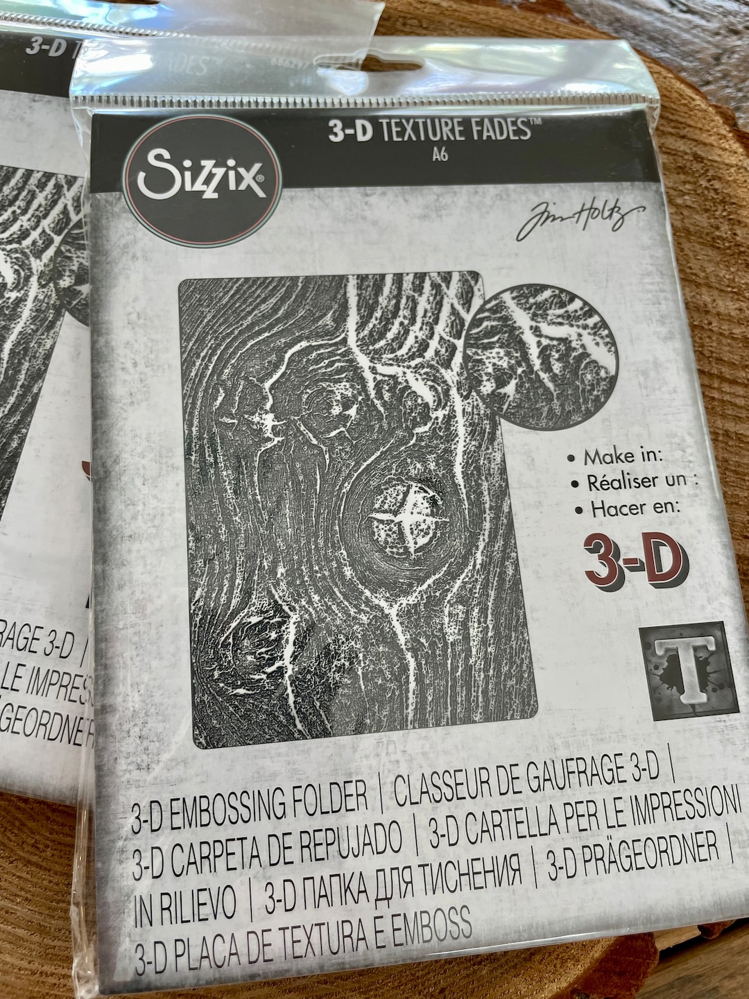 Woodgrain Tim Holtz & Sizzix 3D Texture Fades Embossing Folder 666297 ...