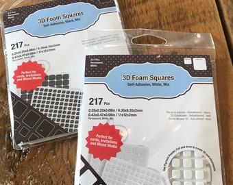 3D Foam Squares Scrapbook Adhesives .25inches & .5 inches White or Black Foam Squares- Choose Your Option