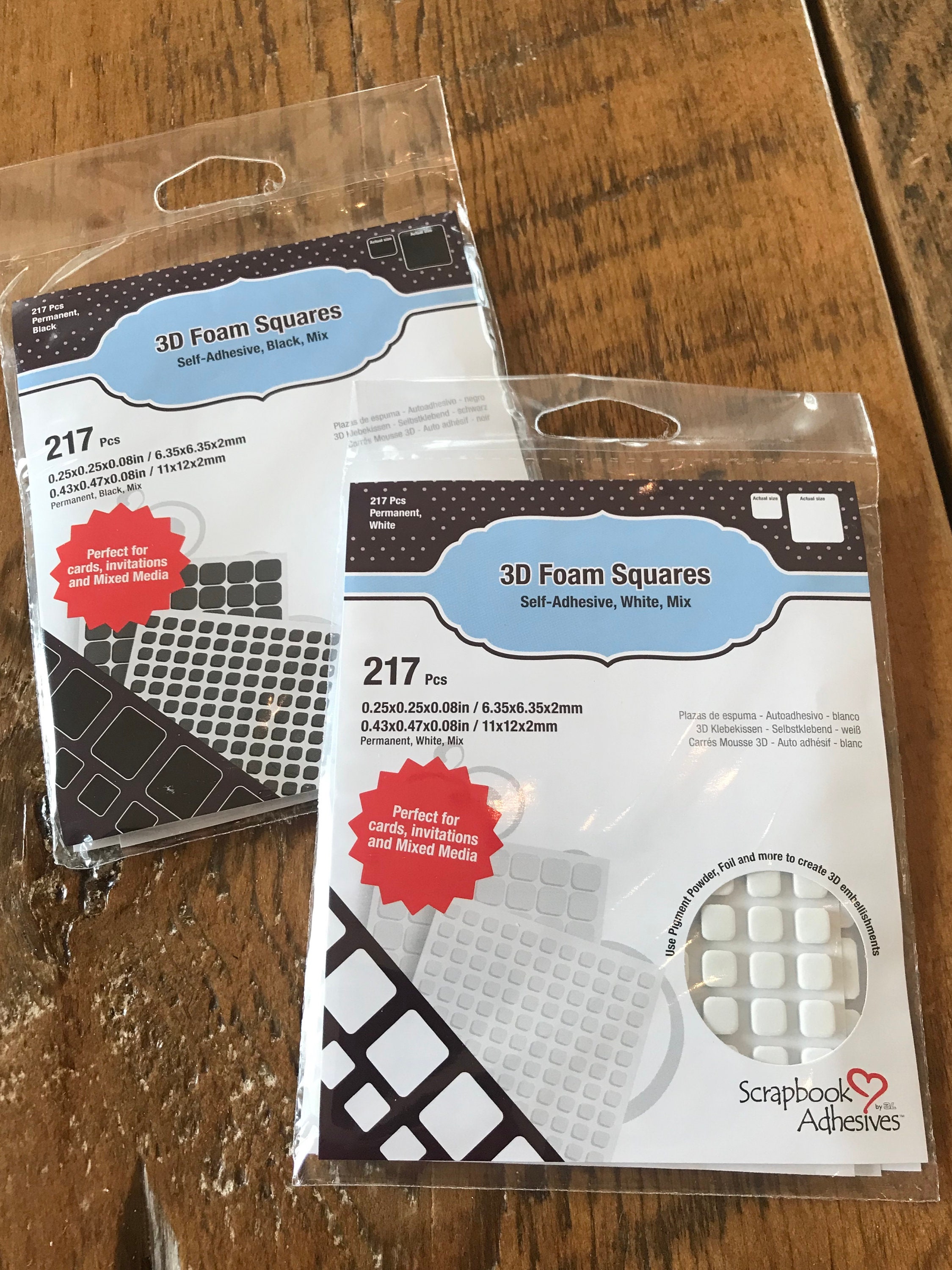 3D Foam Squares Scrapbook Adhesives .25inches & .5 Inches White or Black Foam  Squares Choose Your Option 