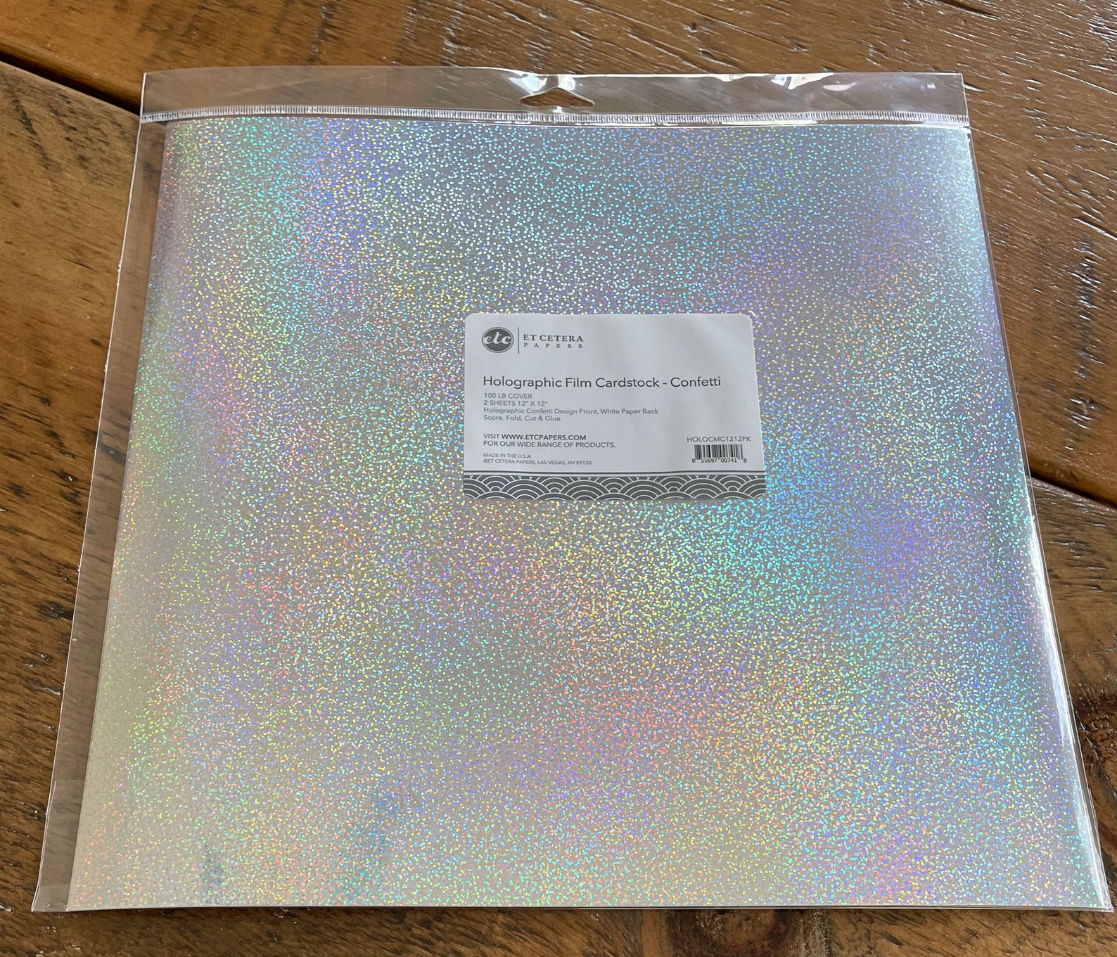 Confetti Holographic Cardstock 12x12 by ETC Papers Etsy