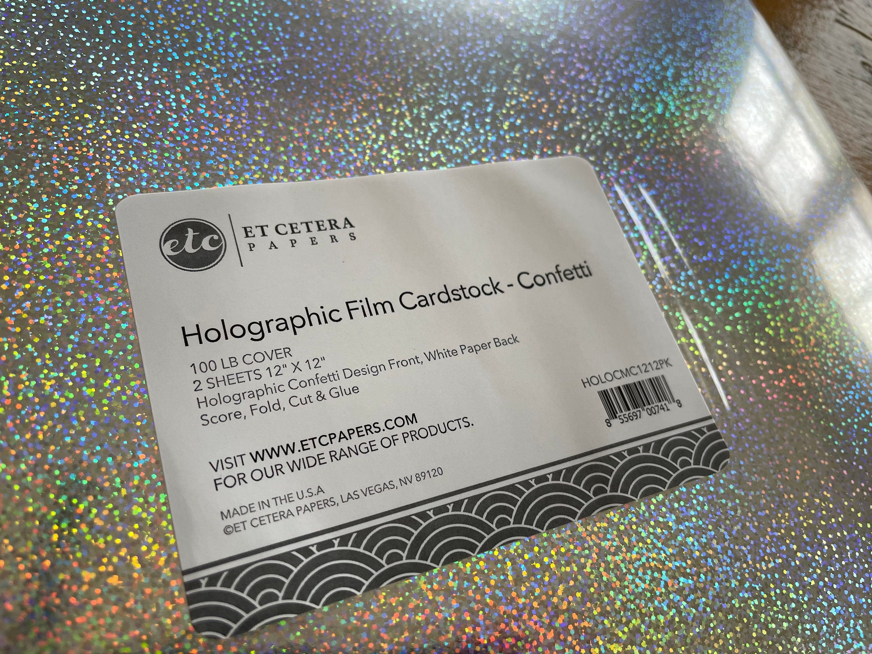 ETC Papers Holographic Film Cardstock 12X12 2/Pkg - Confetti