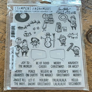 Christmas Cartoons Tim Holtz & Stamper’s Anonymous Cling Mount Red Rubber Stamp Set CMS473