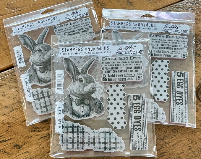 Red Ink Rabbit Stamp Mr Rabbit Cling Mounted Red Rubber Stamp Set Tim Holtz & Stamper’s ...