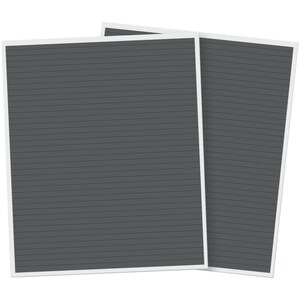 May include: Two sheets of lined paper with a white border. The paper is dark gray and has thin, evenly spaced lines.