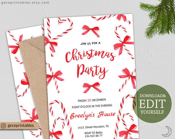 editable christmas party invitation instant download holiday party winter party invitation template