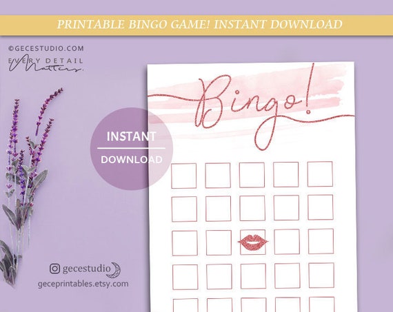 Pink Bingo Game Printable Bingo Game Baby Shower Bingo Games