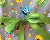 Little monsters flannel receiving blanket