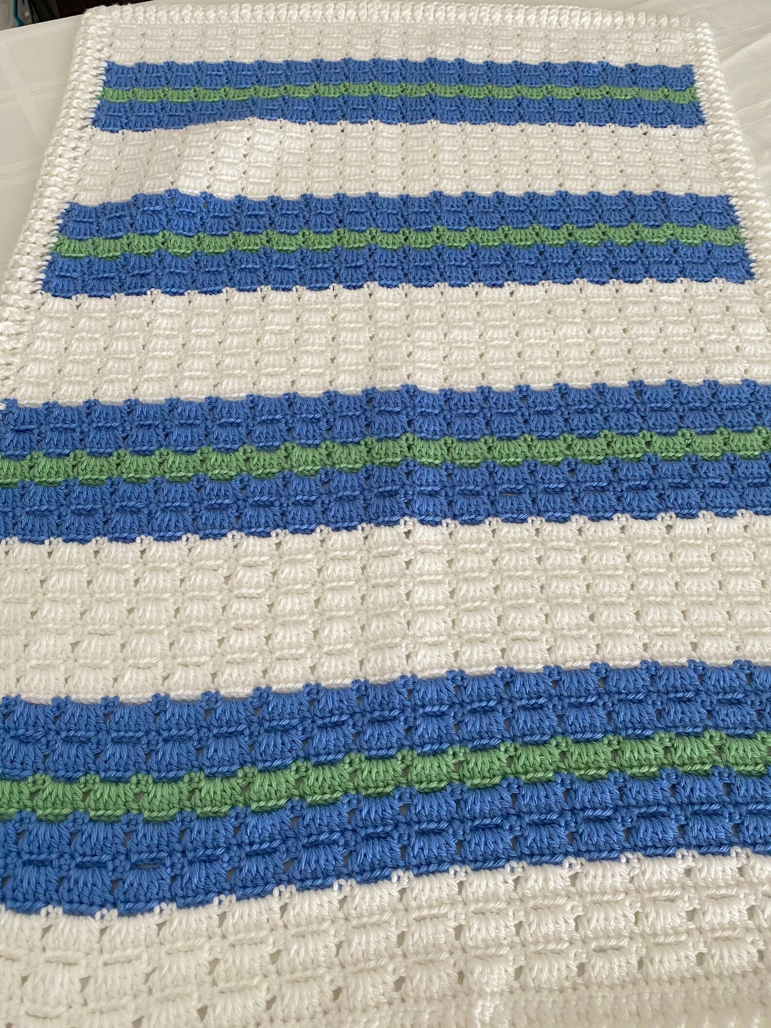 Crochet Baby Blanket Boxed Block Stitch | Etsy