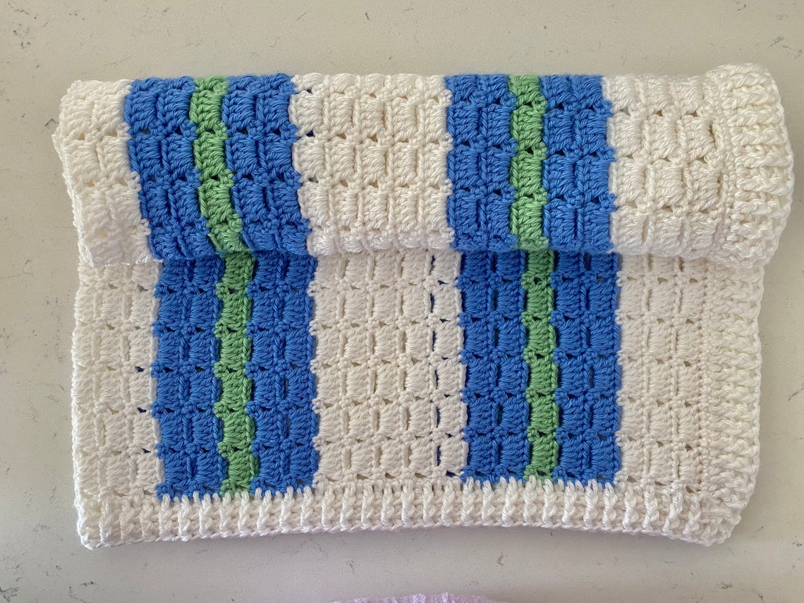 Crochet Baby Blanket Boxed Block Stitch | Etsy