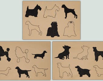 BFC1342 Dogs-Outlines and Silhouettes