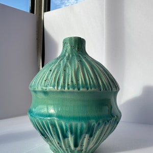 Blue ceramic vase, tiny vase, small flower vase, clay vase, pottery vase, japanese vase, pet whiskey vase, glass vase, office decor, blue image 5