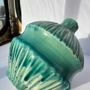 Blue ceramic vase, tiny vase, small flower vase, clay vase, pottery vase, japanese vase, pet whiskey vase, glass vase, office decor, blue image 9