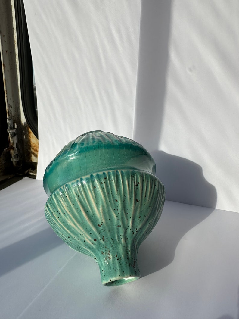 Blue ceramic vase, tiny vase, small flower vase, clay vase, pottery vase, japanese vase, pet whiskey vase, glass vase, office decor, blue image 7