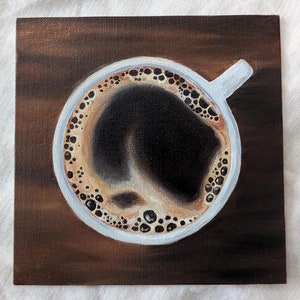 Coffee Oil Painting, Small Oil Painting, Small Original Painting, Original Artwork,  Painting for Kitchen