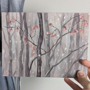 Snowy Woods Oil Painting, Small Oil Painting, Winter Forest Original Painting, Christmas oil painting, fall oil painting, winter art