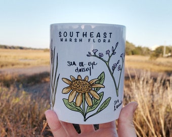 Marsh Plant Mug (11oz), Plant Coffee Cup, Southeast Plants Mug, Nature mug, Plant lovers gift, coastal mug