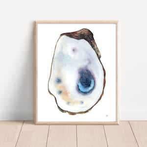 Oyster Watercolor Print, Shell watercolor print, Oyster shell art, Ocean print, Beach house decor, Oyster art, Lowcountry wall art