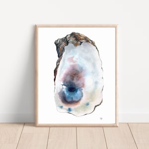 Oyster Watercolor Print, Oyster shell art, Oyster wall art, Ocean art, Beach decor, Oyster art, Lowcountry wall art, Crustaceancore