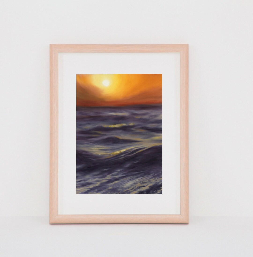 Beach Sunset Print, Ocean Sunset Wall Art, Ocean Waves Print, Wave Art ...